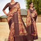 Trendy Saree Banarasi Silk Cotton Wine Digital Print Saree
