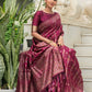 Classic Tussar Silk Wine Woven Saree