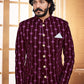 Jodhpuri Suit Velvet Wine Embroidered Mens