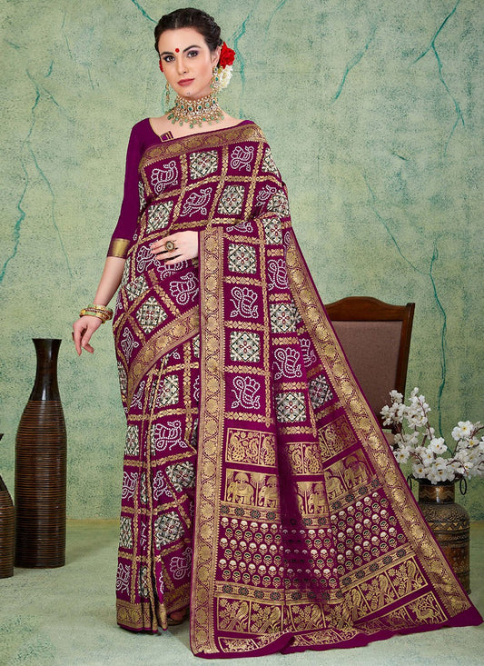 Classic Art Silk Wine Weaving Saree