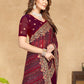 Contemporary Georgette Wine Embroidered Saree