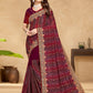 Contemporary Georgette Wine Embroidered Saree