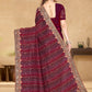 Contemporary Georgette Wine Embroidered Saree