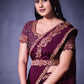 Contemporary Faux Crepe Georgette Wine Cord Work Saree
