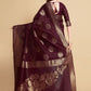 Classic Linen Wine Jacquard Work Saree