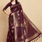 Classic Linen Wine Jacquard Work Saree