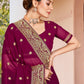 Trendy Saree Georgette Wine Embroidered Saree