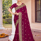 Trendy Saree Georgette Wine Embroidered Saree