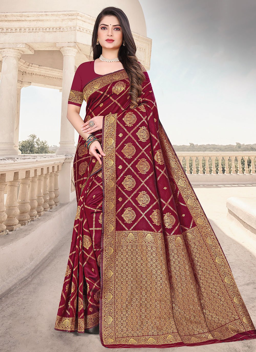 Classic Silk Wine Zari Saree