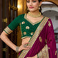 Classic Vichitra Silk Wine Embroidered Saree