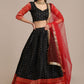 A Line Lehenga Jacquard Black Woven Lehenga Choli