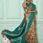 Classic Cotton Silk Aqua Blue Print Saree