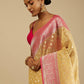 Contemporary Art Banarasi Silk Yellow Woven Saree