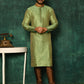 Kurta Pyjama Art Silk Green Woven Mens