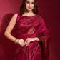 Classic Designer Art Silk Red Foil Print Saree