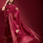 Classic Designer Art Silk Red Foil Print Saree