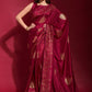 Classic Designer Art Silk Red Foil Print Saree