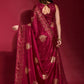 Classic Designer Art Silk Red Foil Print Saree