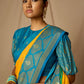 Classic Brasso Blue Orange Woven Saree
