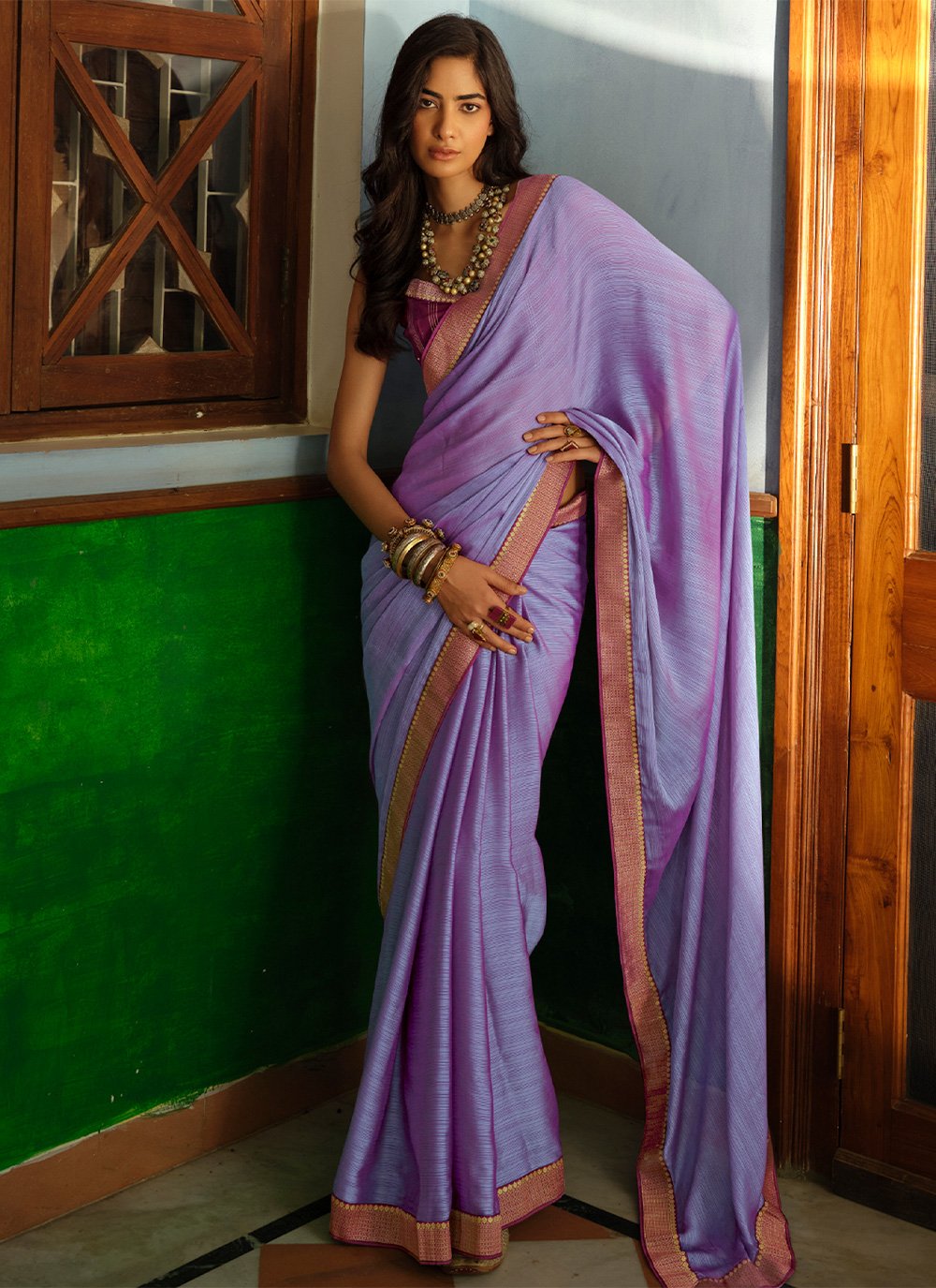 Trendy Saree Art Silk Lavender Lace Saree