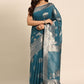 Contemporary Organza Aqua Blue Woven Saree