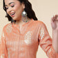 Salwar Suit Viscose Orange Foil Print Salwar Kameez