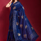 Classic Designer Art Silk Blue Foil Print Saree