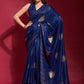 Classic Designer Art Silk Blue Foil Print Saree