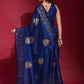 Classic Designer Art Silk Blue Foil Print Saree