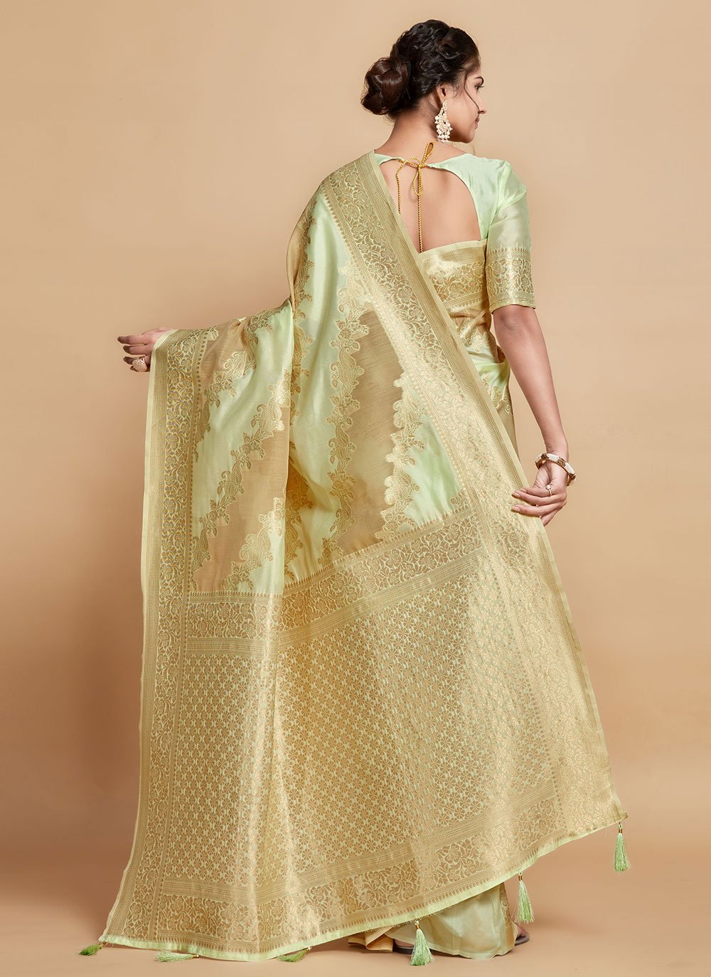 Contemporary Linen Green Woven Saree