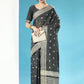 Classic Cotton Lucknowi Black Chikankari Work Saree