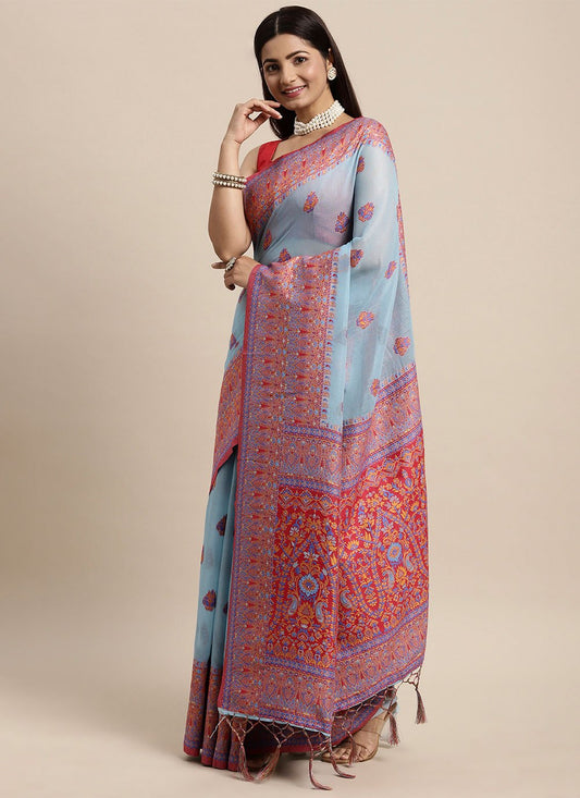 Contemporary Cotton Blue Woven Saree