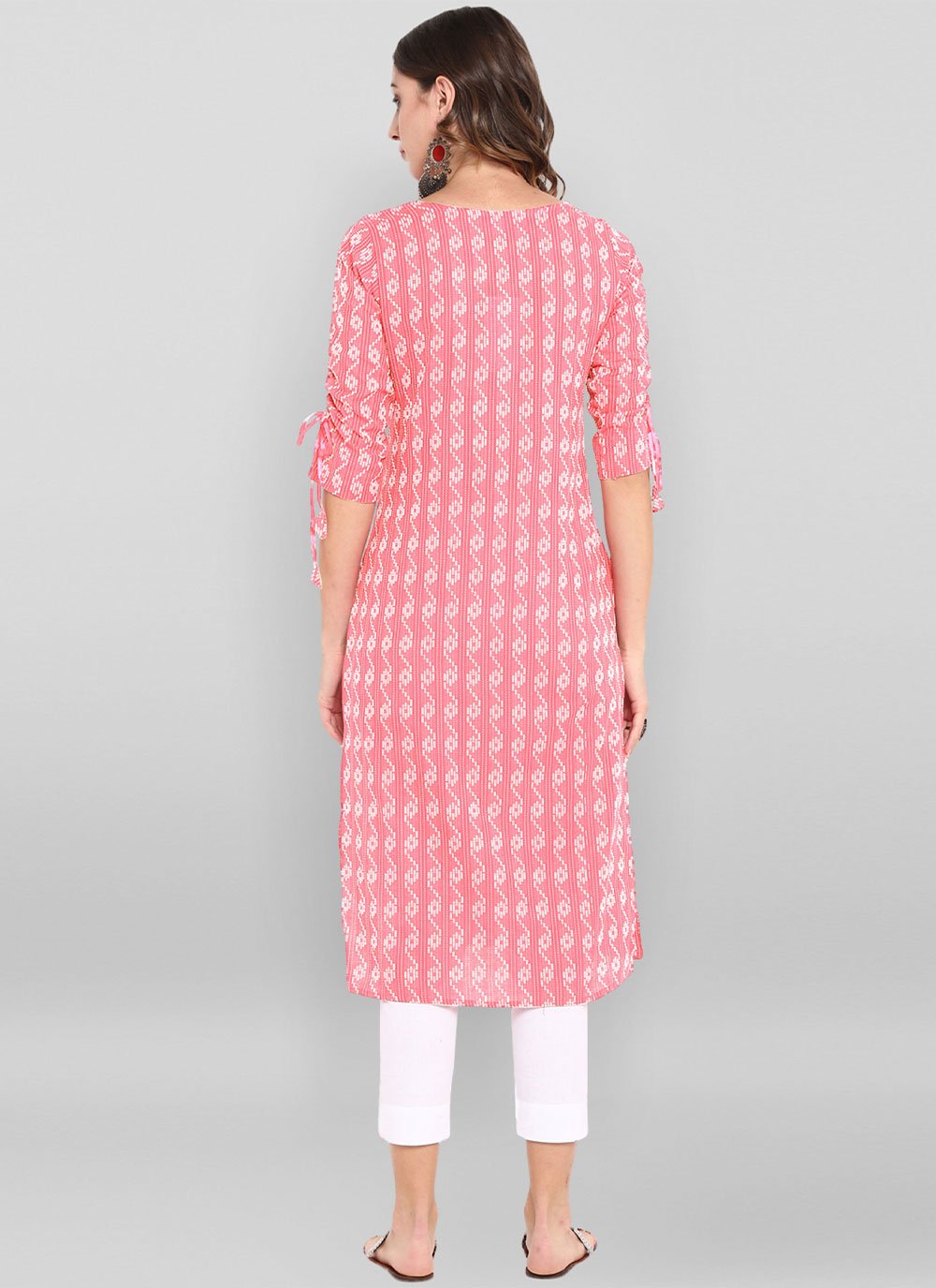 Party Wear Kurti Cotton Pink Woven Kurtis