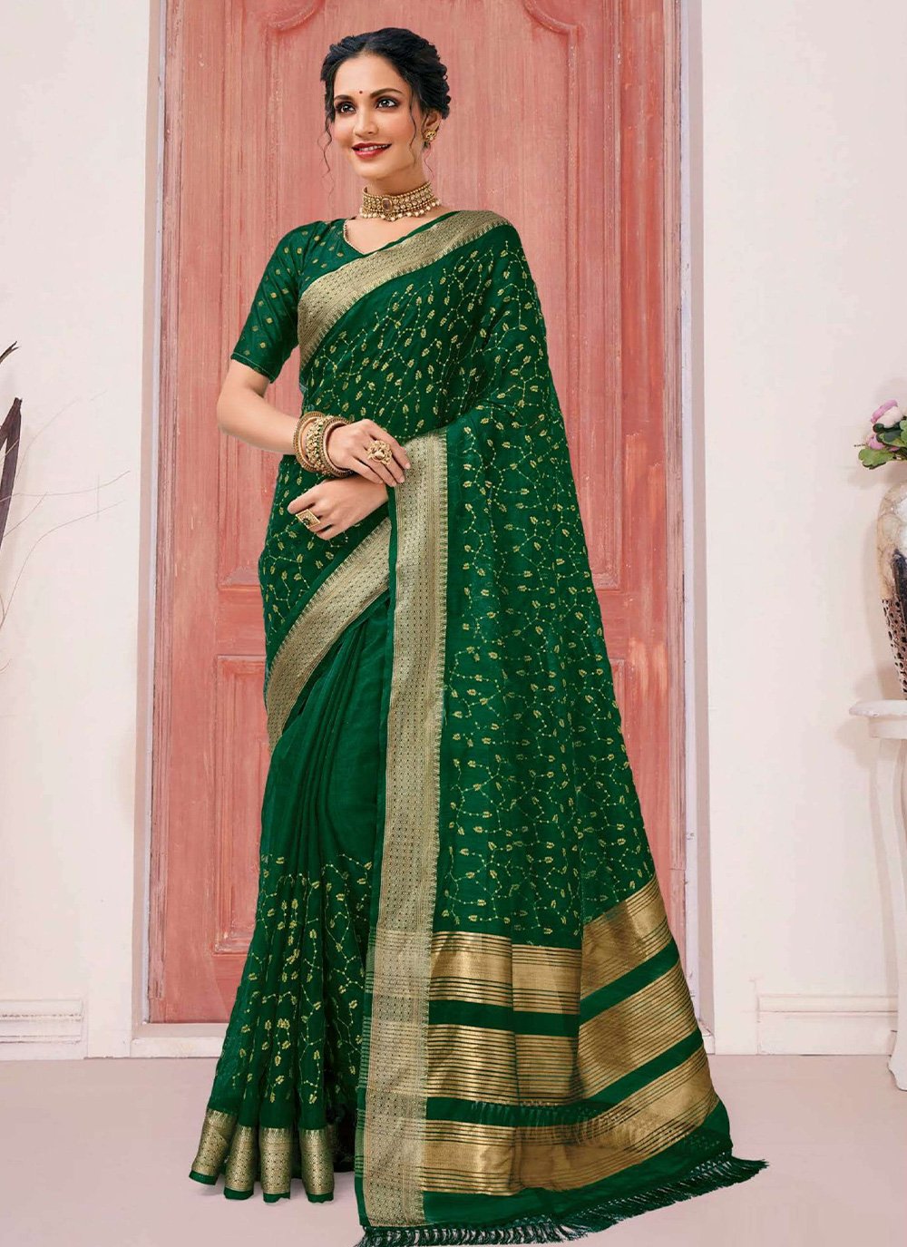 Classic Cotton Silk Green Woven Saree