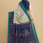 Contemporary Silk Blue Cream Jacquard Work Saree