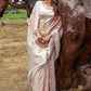 Contemporary Silk Cream Patch Border Saree