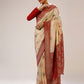 Contemporary Art Banarasi Silk Cream Woven Saree
