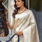 Classic Silk Cream Patch Border Saree