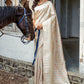 Classic Silk Cream Patch Border Saree
