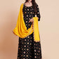 Designer Gown Art Silk Black Woven Gown