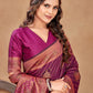Designer Satin Silk Purple Woven Saree