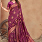 Designer Satin Silk Purple Woven Saree