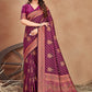 Designer Satin Silk Purple Woven Saree