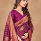 Designer Satin Silk Purple Woven Saree