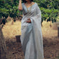 Classic Organza Grey Woven Saree