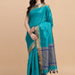 Classic Tussar Silk Firozi Woven Saree