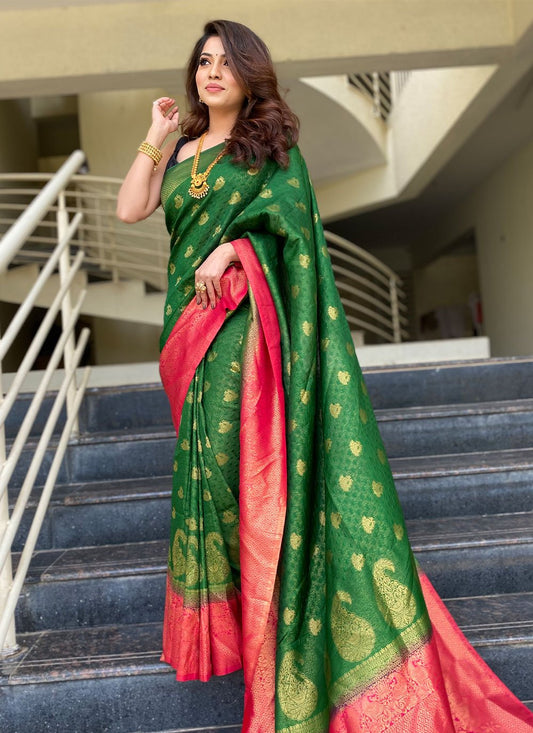 Classic Silk Green Woven Saree