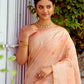 Contemporary Linen Tissue Orange Woven Saree
