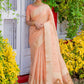 Contemporary Linen Tissue Orange Woven Saree