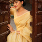 Classic Linen Silk Yellow Woven Saree